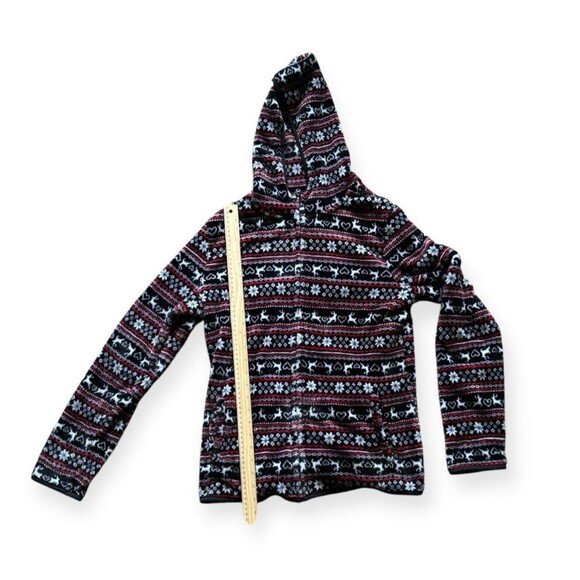 No Boundaries XL (16-18) Red And Black Zip Up Fuzzy Hoodie Poinsettia Holiday - Picture 1 of 7